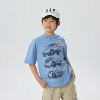 Gap 男幼童 Logo寬鬆連帽休閒短袖上衣 厚磅密織水洗棉系列-海軍藍(598611) 歷史價格詳細信息