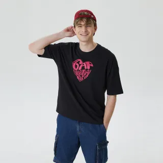 Gap 男裝 Logo印花短袖T恤 厚磅密織親膚系列-黑色(671341) 歷史價格詳細信息