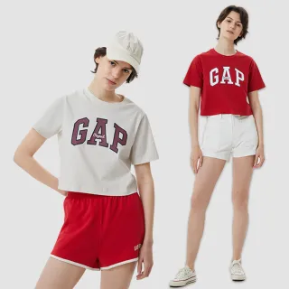 Gap 女裝 Logo純棉圓領短版短袖T恤 厚磅密織親膚系列-灰白色(659468) 歷史價格詳細信息