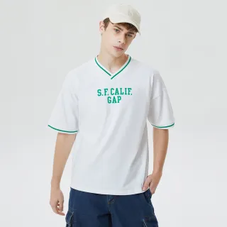 Gap 男裝 Logo印花V領休閒短袖T恤-白色(671943) 歷史價格詳細信息
