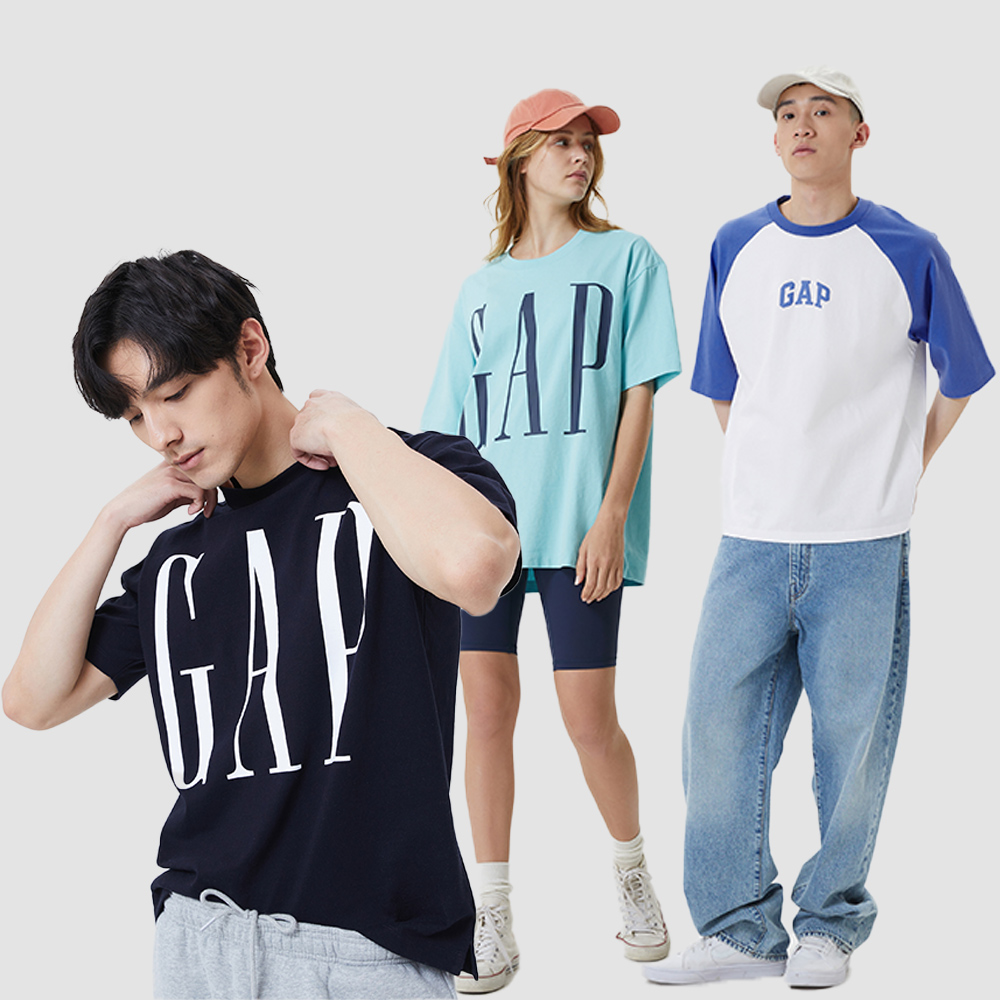 Gap 男女同款 厚磅密織 水洗棉系列 Logo寬鬆長袖T恤 506333-淡紫色 歷史價格詳細信息