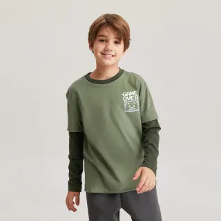 Gap 男幼童 純棉假兩件印花長袖T恤 451210-棕色 歷史價格詳細信息