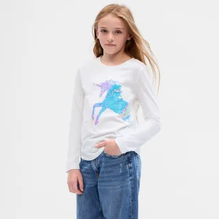 Gap 女童 純棉趣味互動雙面亮片短袖T恤 860859-淺灰色 歷史價格詳細信息