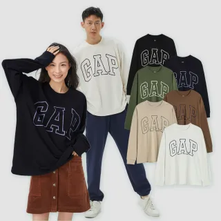 Gap 男女同款 厚磅密織 水洗棉系列 Logo寬鬆長袖T恤 506333-淡紫色 歷史價格詳細信息