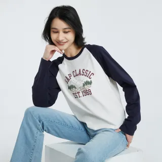Gap 女裝 Logo印花圓領長袖上衣-紫色(741683) 歷史價格詳細信息