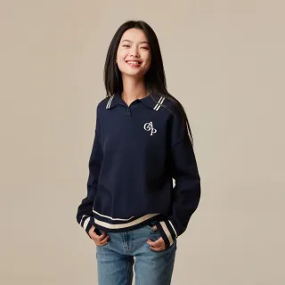 Gap 女裝 Logo翻領長袖針織衫-米色(714948) 歷史價格詳細信息
