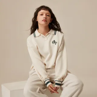 Gap 女裝 Logo翻領長袖針織衫-米色(714948) 歷史價格詳細信息