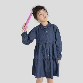 Gap 女童 純棉翻領牛仔長袖洋裝-深藍色(810801) 歷史價格詳細信息