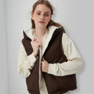 Gap 女裝 防風防雨仿羊羔絨連帽羽絨背心-米色(720917) 歷史價格詳細信息