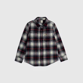 Gap 男幼童裝 純棉小熊刺繡翻領長袖襯衫-黑白格子(779283) 歷史價格詳細信息