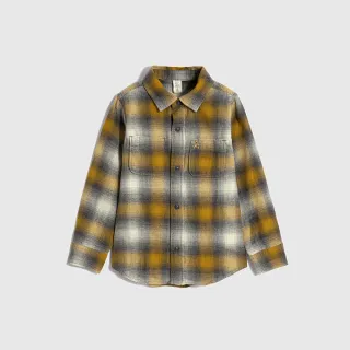 Gap 男幼童裝 純棉小熊刺繡翻領長袖襯衫-黑白格子(779283) 歷史價格詳細信息