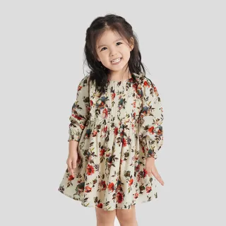 Gap 女幼童裝 純棉印花長袖洋裝-深米色(780080) 歷史價格詳細信息