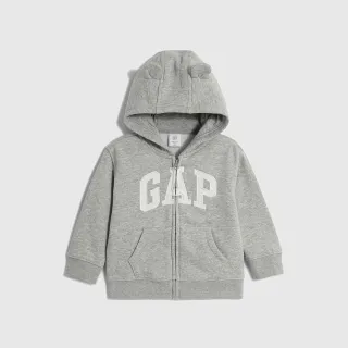 Gap 嬰兒裝 Logo熊耳造型連帽長袖包屁衣/連身衣 碳素軟磨系列-深粉色(788682) 歷史價格詳細信息
