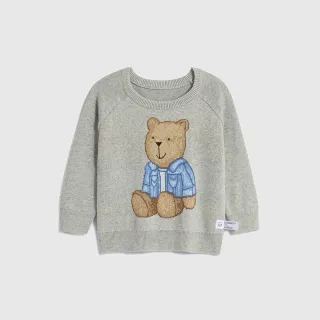 Gap 嬰兒裝 純棉小熊刺繡長袖包屁衣-藍灰條紋(787442) 歷史價格詳細信息