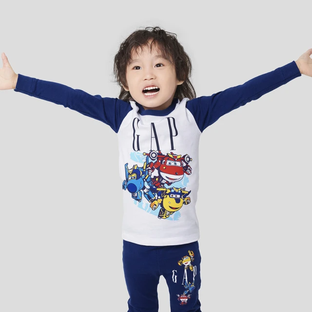 Gap 男幼童裝 Gap x Super Wings聯名 Logo純棉印花圓領長袖T恤-紅色(765857) 歷史價格詳細信息