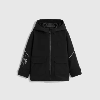 Gap 男幼童裝 Logo防潑水仿羊羔絨雙面穿立領羽絨外套-深藏藍(720737) 歷史價格詳細信息