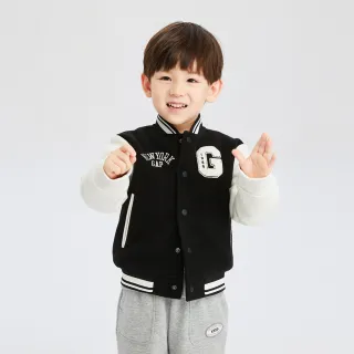 Gap 男幼童裝 Logo印花圓領棒球外套-黑色(786502) 歷史價格詳細信息