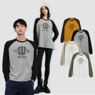 Gap 男女同款 Logo印花圓領大學T 碳素軟磨系列-米色(760421) 歷史價格詳細信息