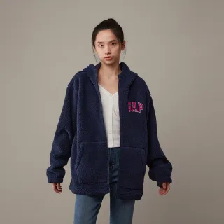 Gap 男女同款 Logo仿羊羔絨寬鬆立領外套 462623-多色可選 歷史價格詳細信息