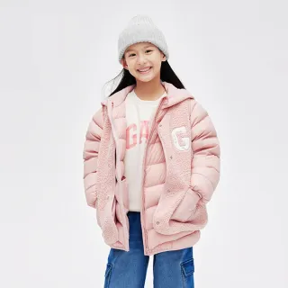 【GAP】女幼童裝 Logo防潑水雙面穿立領羽絨外套-草綠色(720936) 歷史價格詳細信息