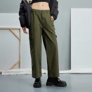 Gap 女裝 Logo純棉直筒工裝褲-深綠色(836363) 歷史價格詳細信息