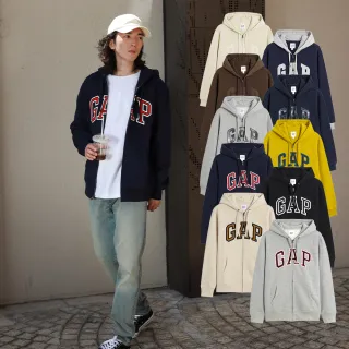 Gap 男女同款 Logo刷毛長袖帽T 碳素軟磨系列-藍色(791339) 歷史價格詳細信息