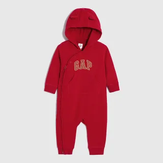 Gap 嬰兒裝 Logo熊耳造型連帽長袖包屁衣/連身衣 碳素軟磨系列-深粉色(788682) 歷史價格詳細信息