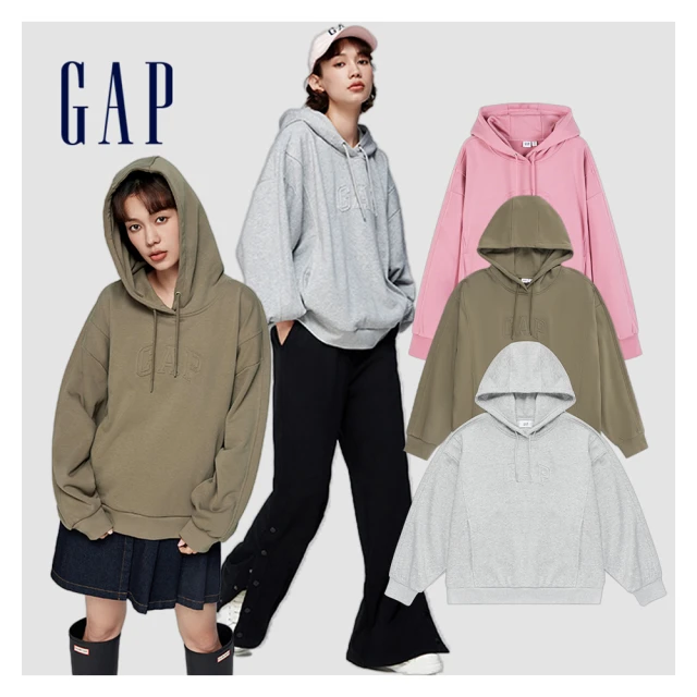 Gap 女裝 Logo帽T 空氣三明治系列-白色(810618) 歷史價格詳細信息