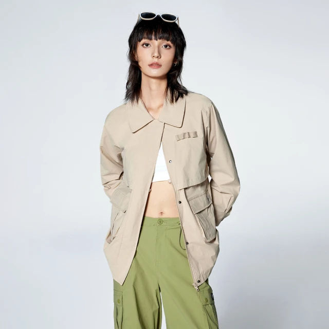 【GAP】女裝 Logo翻領外套 空氣三明治系列-棕色(638416) 歷史價格詳細信息