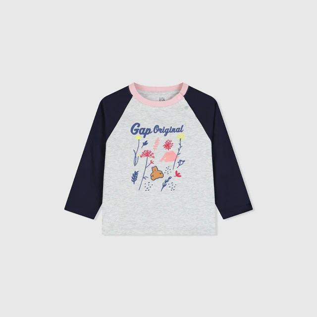 Gap 女幼童 Logo小熊印花圓領長袖T恤 布萊納系列-深紅色(786047) 歷史價格詳細信息
