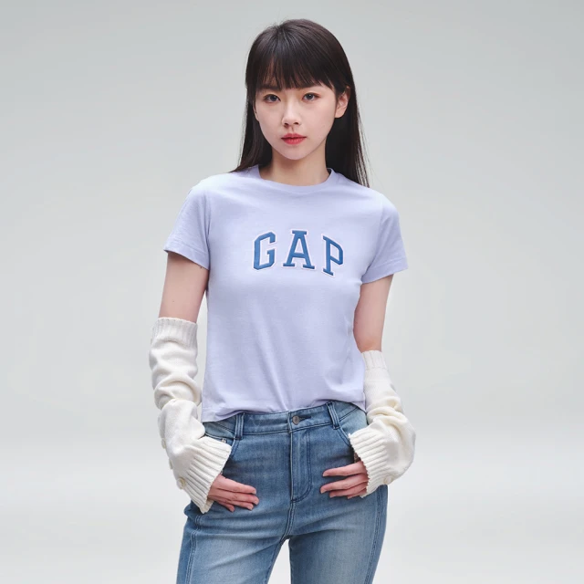 Gap 女裝 Logo純棉圓領短版短袖T恤 厚磅密織親膚系列-灰白色(659468) 歷史價格詳細信息