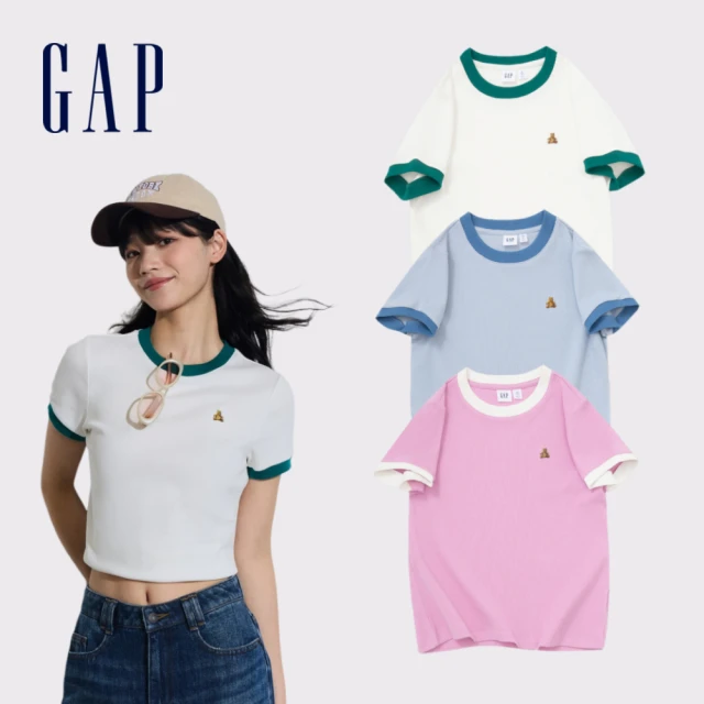 Gap 女裝 Logo圓領短袖T恤 空氣三明治系列-灰白色(712710) 歷史價格詳細信息