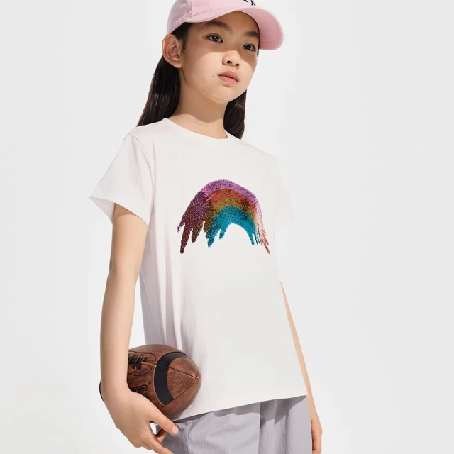 Gap 女童 純棉趣味互動雙面亮片短袖T恤 860859-淺灰色 歷史價格詳細信息