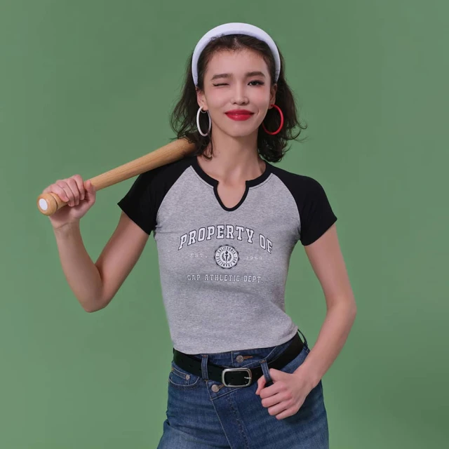 Gap 女裝 Logo羅紋修身短袖T恤 女友T系列-黑色(659479) 歷史價格詳細信息