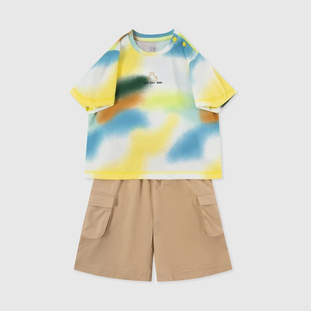 Gap 男幼童 Logo純棉小熊印花休閒短褲 厚磅密織水洗棉系列-藍色(663667) 歷史價格詳細信息