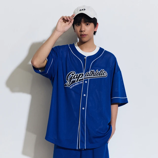 【GAP】男裝 Logo印花立領棒球外套-天藍色(840918) 歷史價格詳細信息