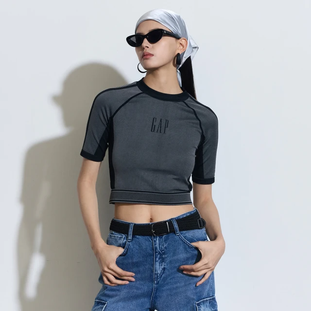 Gap 女裝 Logo圓領短袖T恤 空氣三明治系列-灰白色(712710) 歷史價格詳細信息