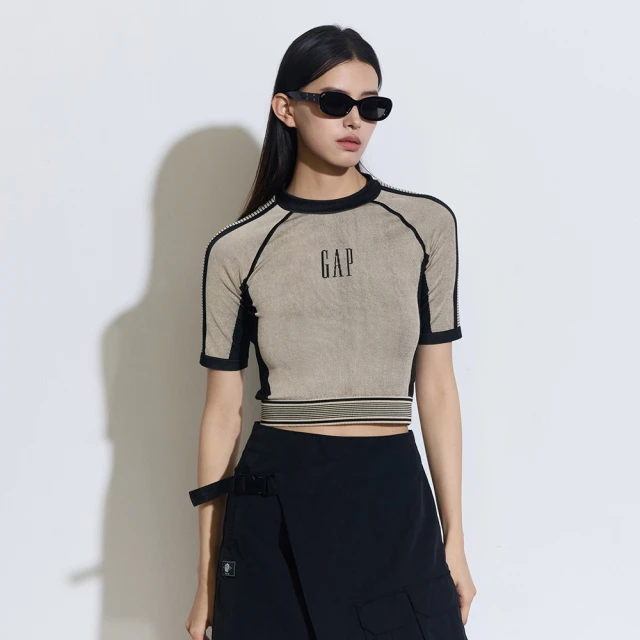 Gap 女裝 Logo圓領短袖T恤 空氣三明治系列-灰白色(712710) 歷史價格詳細信息