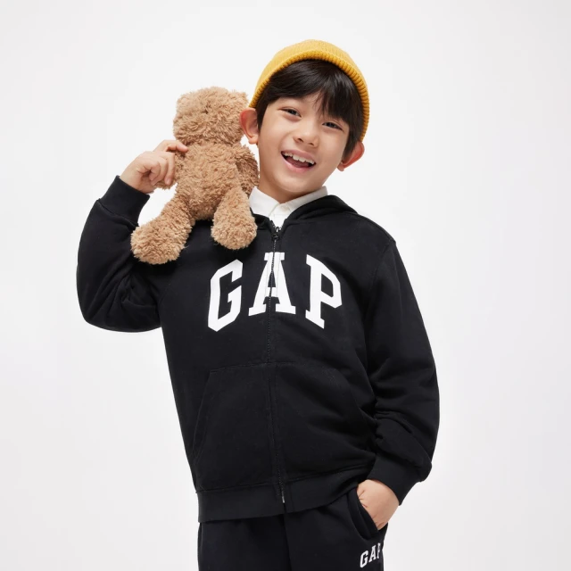 Gap 兒童裝 碳素軟磨系列 Logo刷毛連帽休閒外套 男女同款 446172-多色可選 歷史價格詳細信息