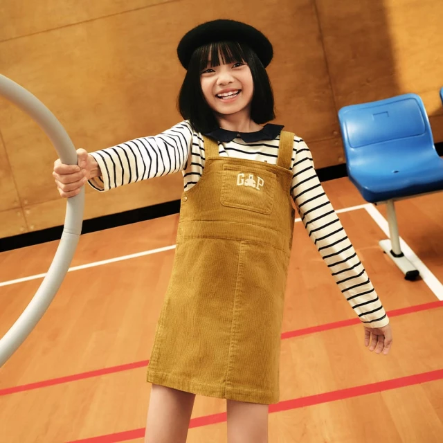 【GAP】女童裝 Logo刺繡假兩件圓領長袖上衣 碳素軟磨法式圈織系列-紫色(641670) 歷史價格詳細信息