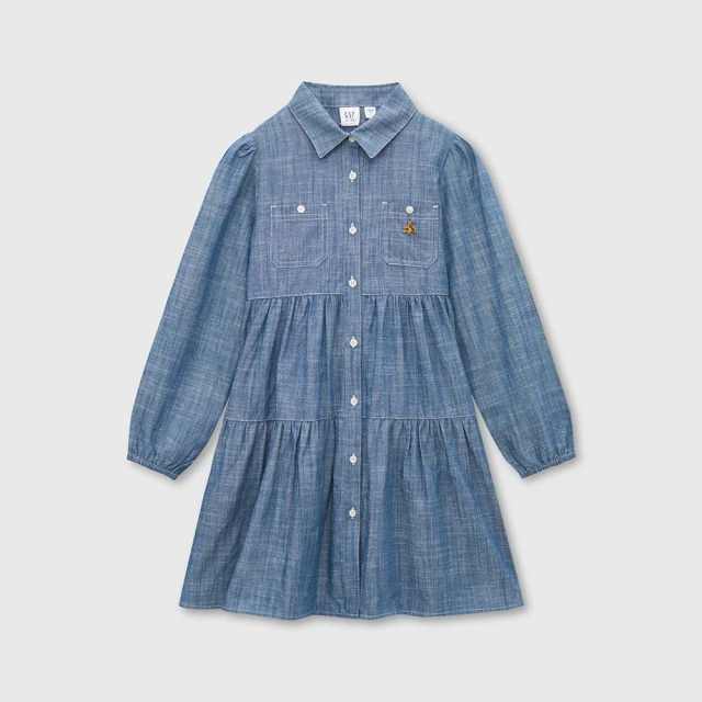 Gap 女童 純棉翻領牛仔長袖洋裝-深藍色(810801) 歷史價格詳細信息