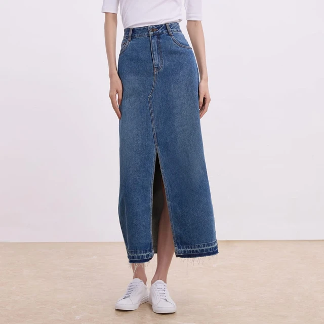 Gap 女裝 純棉牛仔修身做舊開衩牛仔長裙 810650-中度水洗 歷史價格詳細信息