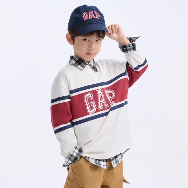 Gap 男童 Logo純棉印花圓領長袖T恤-藍色(735911) 歷史價格詳細信息