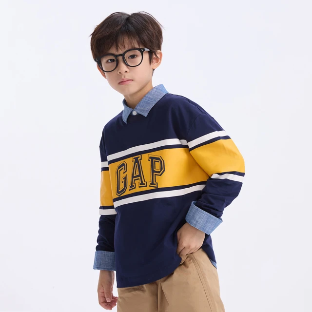 Gap 男童 Logo純棉印花圓領長袖T恤-藍色(735911) 歷史價格詳細信息