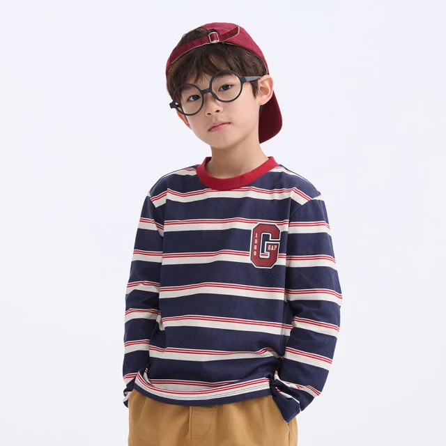 Gap 男童 Logo純棉印花圓領長袖T恤-藍色(735911) 歷史價格詳細信息