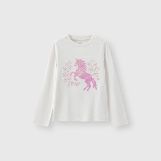 Gap 女童 純棉趣味互動雙面亮片短袖T恤 860859-淺灰色 歷史價格詳細信息