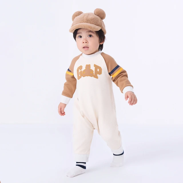 Gap 嬰兒裝 Logo熊耳造型連帽長袖包屁衣/連身衣 碳素軟磨系列-深粉色(788682) 歷史價格詳細信息