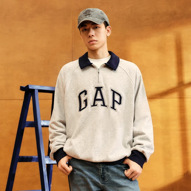 【GAP】男裝 Logo刺繡布章立領棒球外套-黑色(640138) 歷史價格詳細信息