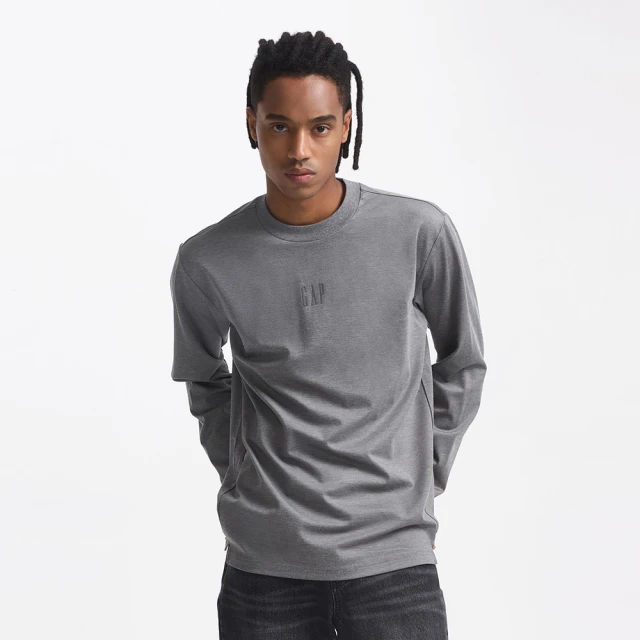 Gap 男裝 Logo圓領長袖T恤 碳素軟磨法式圈織系列-棕色(837400) 歷史價格詳細信息