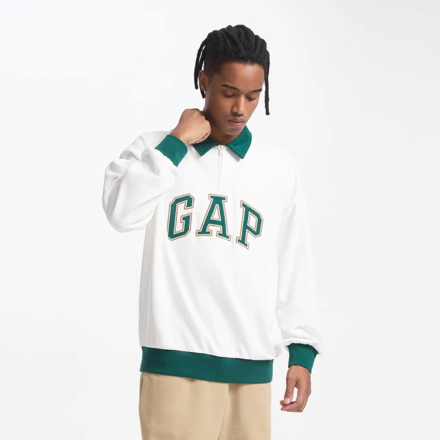 【GAP】男裝 Logo刺繡布章立領棒球外套-黑色(640138) 歷史價格詳細信息